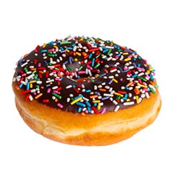 An image of our Chocolate Rainbow Ring donut - Pinkbox Doughnuts®