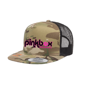 Pinkbox Doughnuts camo trucker hat