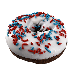 An image of our Memorial Chocolate Cake donut - Pinkbox Doughnuts®