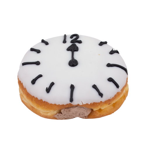 An image of our Chocolate Clock donut - Pinkbox Doughnuts®