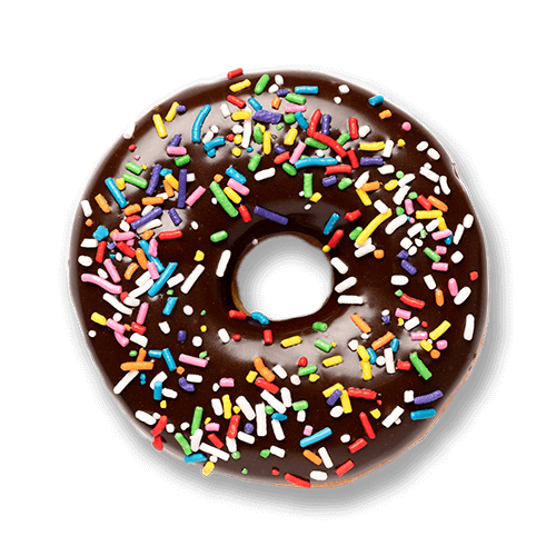 An image of a Chocolate Rainbow Ring doughnut