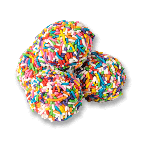 an image of Rainbow sprinkles PEE WEEZ doughnuts