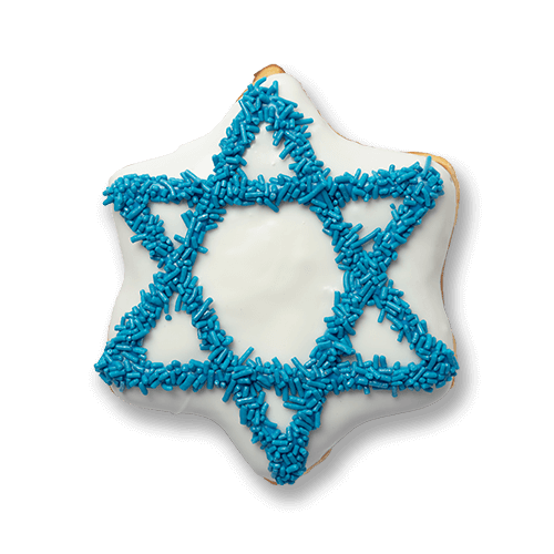 an image of a Star of David Hanukkah doughnut