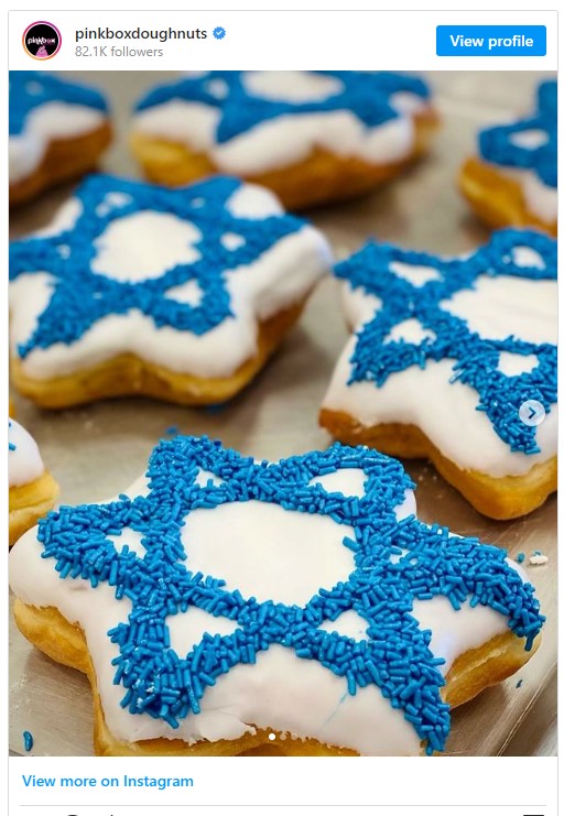 Star of David doughnuts for Hanukkah at Pinkbox Doughnuts