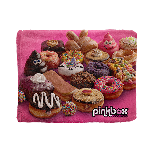Pinkbox Doughnuts pink blanket