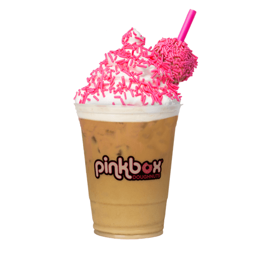 Iced Pinky style coffee - PInkbox Doughnuts