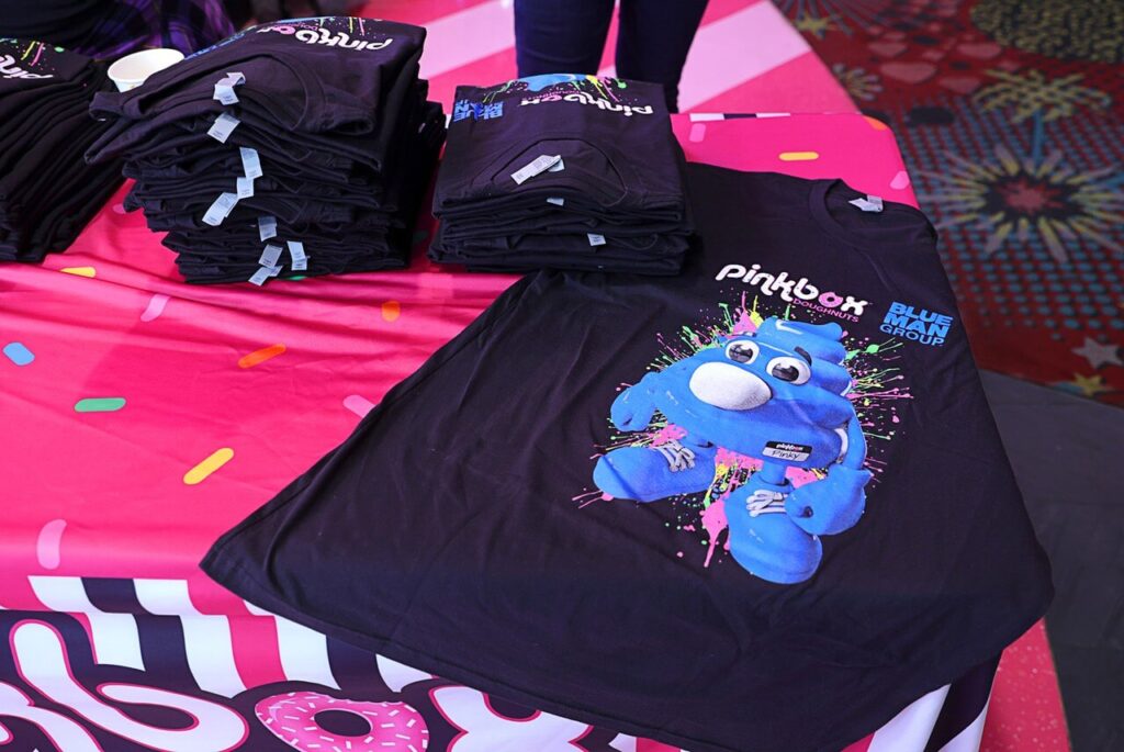 Pinkbox Doughnuts Blue Man Group collaboration T shirt